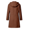 thumbnail image 4 of Women Long Hooded Trench Coat Single Breasted Solid Color Long Sleeve Jacket Winter Casual Warm Outwear with Pockets Coffee M, 4 of 6