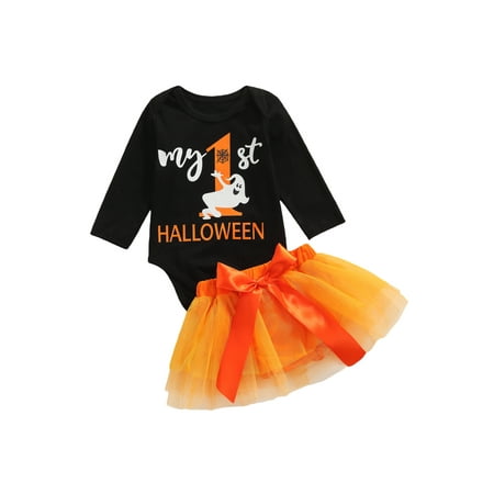 

Sunisery Newborn Infant Baby Girls Halloween Tops Romper Ruffle Shorts Outfits Set Black 0-3 Months