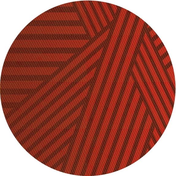 Ahgly Company Machine Washable Indoor Round Transitional Lava Red Area Rugs, 8' Round