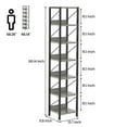 thumbnail image 3 of GAOMON Bookshelf, 6 Tier Narrow Bookshelf, 66" Tall Small Freestanding Storage Rack – Industrial Metal Frame Rustic Display Stand for Bedroom, Living Room, Home Office, 3 of 8