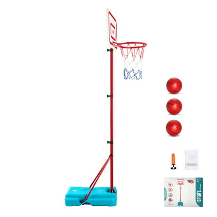 KFFKFF Adjustable Kids Basketball Hoop with Portable Base, Indoor and Outdoor Sports Toy for Children Ages 3-8, Perfect for Backyard Fun and Toddler Play