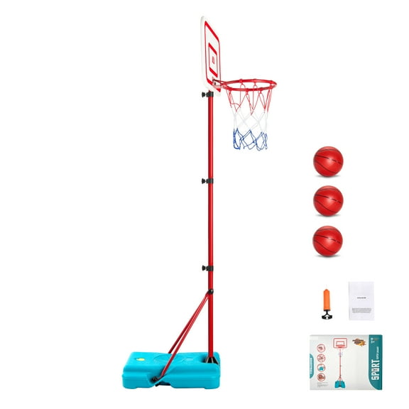 KFFKFF Adjustable Kids Basketball Hoop with Portable Base, Indoor and Outdoor Sports Toy for Children Ages 3-8, Perfect for Backyard Fun and Toddler Play