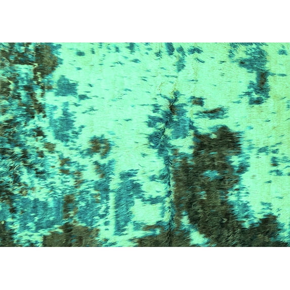 Ahgly Company Indoor Rectangle Abstract Turquoise Blue Modern Area Rugs, 2' x 3'