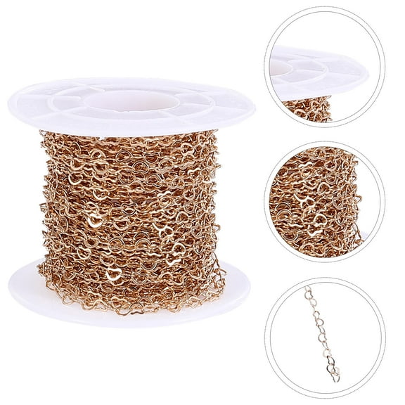 LITINKIMI Jewelry Making Chain Bulk Heart Link Chain Golden Copper 1 Roll