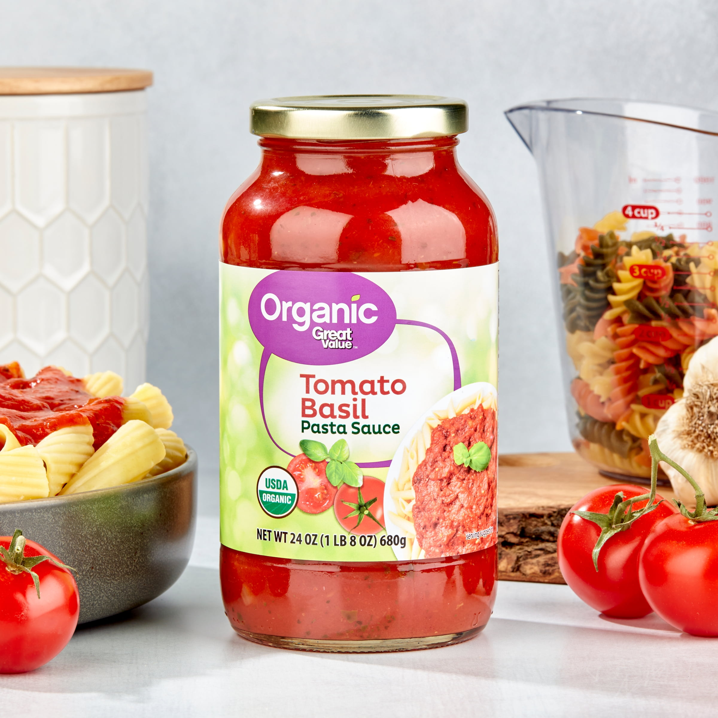 (3 pack) Great Value Organic Tomato Basil Pasta Sauce, 24 oz