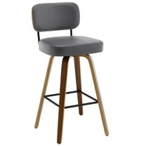 ANMINY Swivel Counter Height Bar Stools, Set of 1, Upholstered Faux Leather Barstools with PU Back, 29" Seat Height Bar Chairs for Kitchen Island, Bentwood Wood Frame