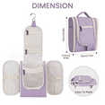 thumbnail image 3 of Small Hanging Toiletry Bag Women Travel Makeup Bag Organizer Toiletries Bag for Travel Size Essentials Accessories Make up Bag Cosmetics Bag (Medium, Light Purple), 3 of 6