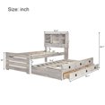 thumbnail image 2 of Twin Size Bed with Three Drawers and Trundle,Farmhouse Style Platform Bed with Bookcase Captain Frame for Boys Girls Kids Adults Toddler,No Need Box Spring,Rustic White, 2 of 7