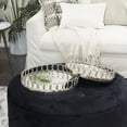 thumbnail image 2 of DecMode 16", 14"W Silver Stainless Steel Mirrored Tray with Circle Patterned Sides, 2-Pieces, 2 of 7