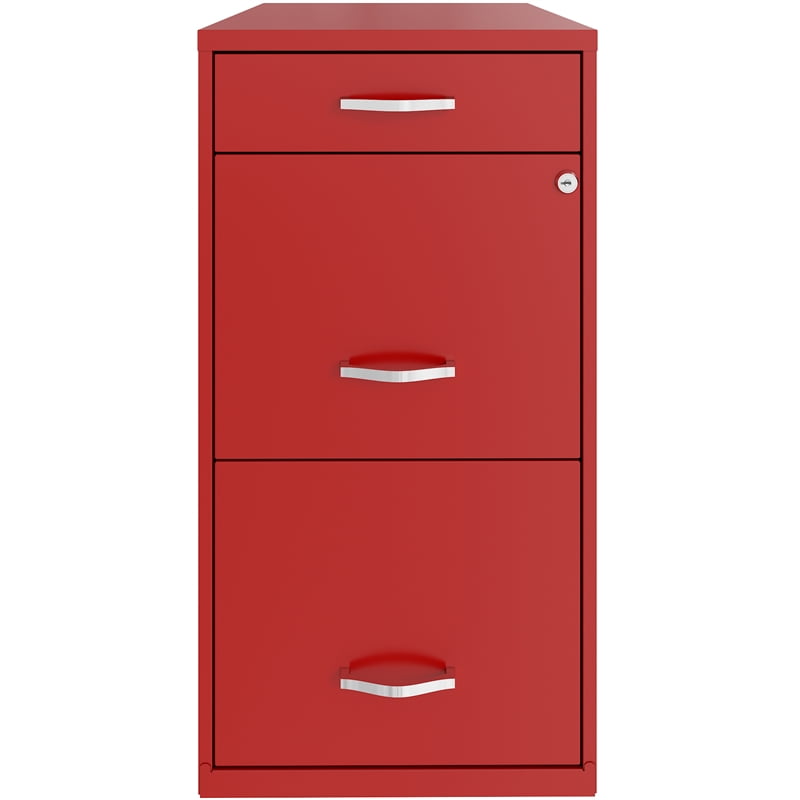 UrbanPro 18" Deep 3 Drawer Metal Organizer File in Red