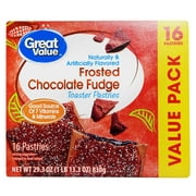 Angle View: Great Value Frosted Toaster Pastries, Chocolate Fudge, 29.3 oz, 16 Count