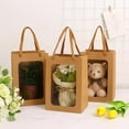 thumbnail image 2 of 12 Pcs Brown Paper Gift Bags with Transparent Window, 9.84"x7.0"x5.12" Kraft Shopping Bags with Handles for Bouquet Christmas Birthdays Festivals Party Weddings Wrapping, 2 of 9