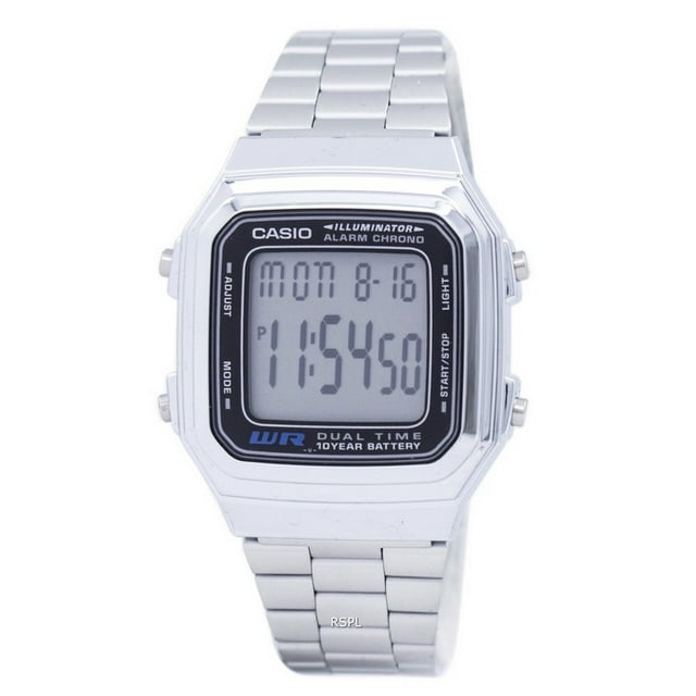 Casio Digital Stainless Steel Alarm Chrono Dual Time A178WA-1ADF A178WA-1A Men's Watch