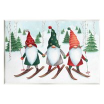 Stupell Industries Gnome Trio Skiing Holiday Painting Unframed Art Print Wall Art, 19 x 13