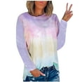 thumbnail image 1 of Nouveaux Hauts d'Été pour Femmes 2023 Mode Col Rond Grande Taille Manches Longues Imprimé Blouses Décontractées pour Sorties Chemises Manches Longues pour Femmes, 1 of 4