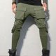 thumbnail image 3 of Pantalones largos para hombre, de color liso, con bolsillo y cordón, informales, juveniles, versátiles, deportivos, de gran tamaño., 3 of 6