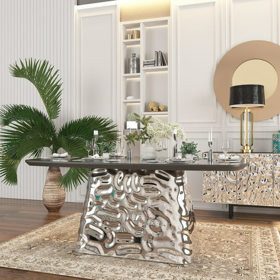 Clihome 70.8 Inch Modern Dining Table Rectangular Kitchen Table for 6-8 Person