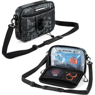canvas fishing tackle bag with plastic LIV Tote Large Water-Resistant Soft Bait Storage Adjustable Dividers terminal tackle 6th Sense Small Bait