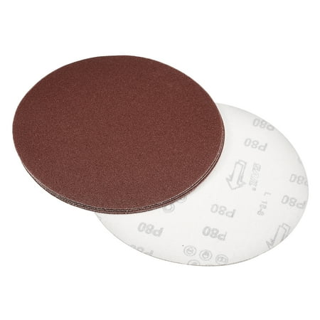 

8-inch Hook and Loop Sanding Discs 80-Grits Aluminum Oxide Flocking Sandpaper for Random Orbital Sander 5pcs