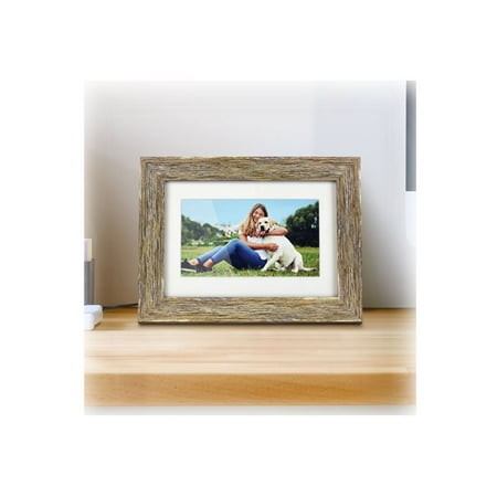 Aluratek 7" Distressed Wood Photo Frame - Wood