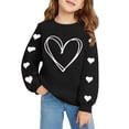 thumbnail image 6 of GiLiling Girls Preppy Heart Sweatshirt, Oversized Pullover Sweatshirt, Kids Fall Winter Long Sleeve Cute Trendy Hoodie with Pocket (Black, 5-6 Years), 6 of 7
