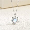thumbnail image 7 of Bellitia Jewelry Platinum Plated 925 Sterling Silver Moonstone Pendant Necklace for Women, Cosmic Cat Motif Necklace with 45cm Adjustable Collarbone Chain for Her, 7 of 7