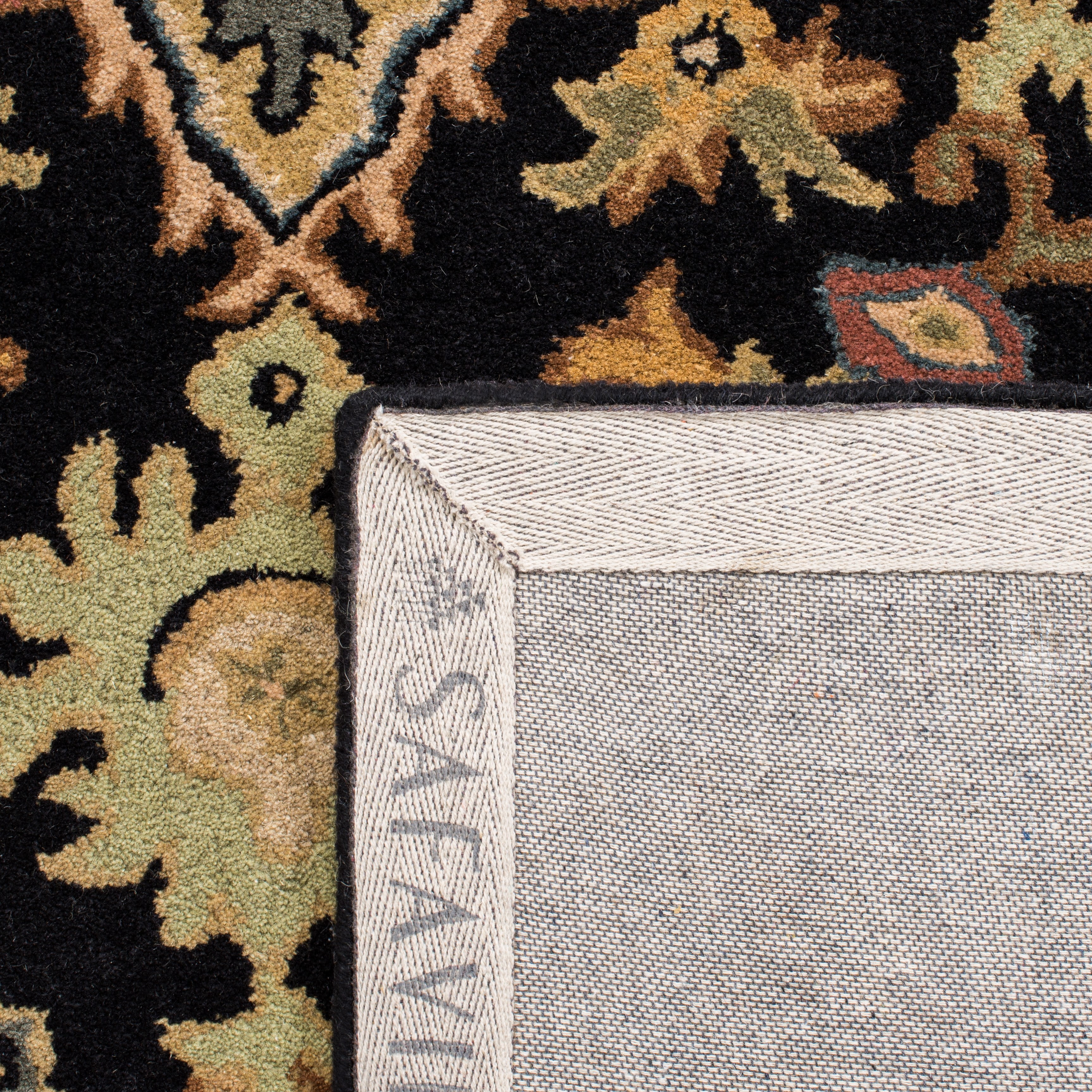 Safavieh Heritage York Oriental Wool Area Rug, Black/Gold, 6' x 9' Oval
