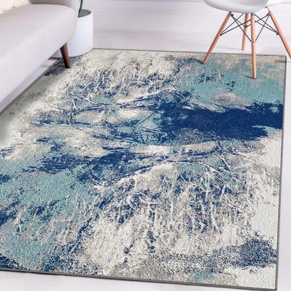Luxe Weavers Abstract Blue 8x10 Modern Area Rug, Stain-Resistant Carpet