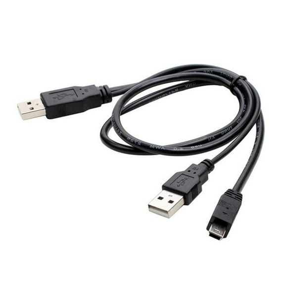 Double USB2.0 A Male to Mini 5Pin Cable Y Cable With Auxiliary Power For Portable Storage Devices Mini 5Pin Connectors