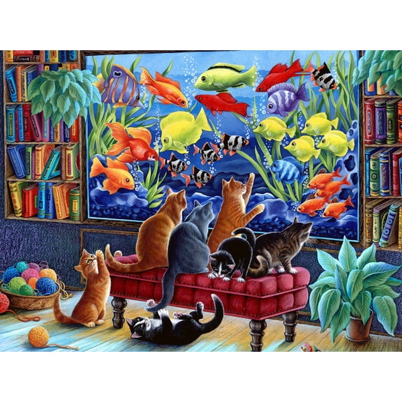 Vermont Christmas Company Kittens Fishing Jigsaw Puzzle 550 Piece