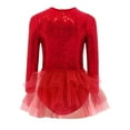 thumbnail image 5 of ranrann Girls Sequin Feather Ballet Leotard Tutu Dress Sparkly Ballerina Jazz Latin Performance Outfit Red 6, 5 of 6