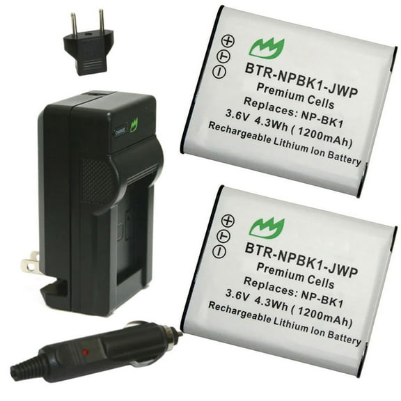 Replacement for Sony Cyber-shot DSC-S750 Battery (2-Pack, 1200mAh) and Charger