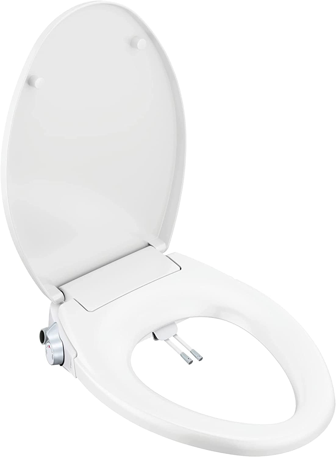 5Seconds NonElectric Bidet Toilet Seat Elongated, White, Soft Close Round Toilet Seat, with