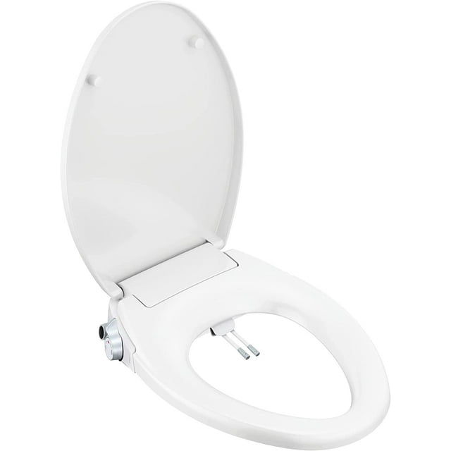 5Seconds NonElectric Bidet Toilet Seat Elongated, White, Soft Close