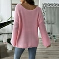 thumbnail image 4 of successthop Womens Oversized Sweater Ribbed Long Bell Sleeve Outwear Crewneck Casual Pullover Top Floral Trendy Clothes, 4 of 4