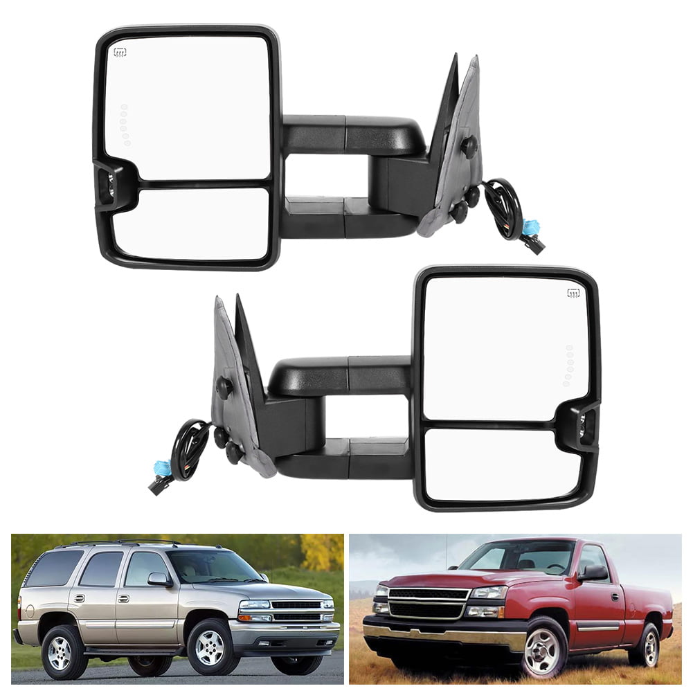 SCITOO Left Side View Mirror Fits for 2007-2013 for Chevy Silverado Tahoe Suburban Avalanche for GMC Sierra Yukon Chrome Power Adjustment Heated Folding with Turn Signal Outside 