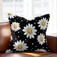 thumbnail image 2 of White Daisy Throw Pillow Cover Flowers Black Background Modern Art Cotton Linen Cushion Cover Throw Pillow Case with Invisible Zipper for Couch Sofa Bed Chair Car 16x16 Inch, 2 of 14