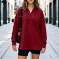 thumbnail image 5 of Smsaxvxz Women's Hooded Sweatshirts 2026 Fall Fashion Long Sleeve Pullover Tops Loose Fit Winter Clothes Wine 3XL, 5 of 6