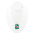 thumbnail image 4 of Green Onyx Stacked Red Quartz Golden Pendant Necklace, 4 of 5