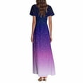 thumbnail image 5 of vigerkar Women's Dresses 2025 V Neck Short Sleeves Swing Elegant Long Maxi Dress Dark Purple, S, 5 of 7
