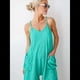 thumbnail image 4 of Mono Informal de Verano Sin Mangas para Mujer, Holgado, con Tirantes Finos, Pantalones Cortos, con Bolsillos Verde XL, 4 of 10