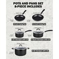 thumbnail image 2 of Cook N Home Professional Pots and Pans Kitchen Cookware Set - Includes Saucepans with Lid, Stockpot with Lid, Frying Pans, Heavy Nonstick, 8-Piece, Black, 2 of 7