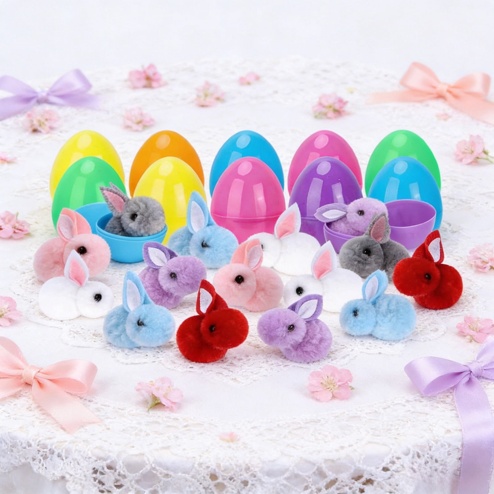 XIAHAO 24 Pcs Mini Plush Easter Bunny Animals, Miniature Stuffed Rabbit, Soft Tiny Stuffed Animals Easter Bunnies Plush Rabbit for Easter Basket Stuffers, DIY Hair Clips