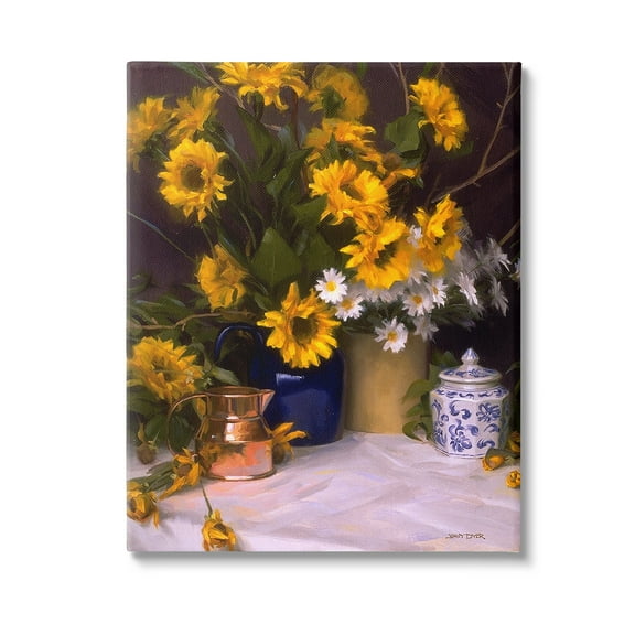 Stupell Industries Classic Floral Still Life Botanical & Floral Painting Gallery Wrapped Canvas Art Print Wall Art, 16 x 20