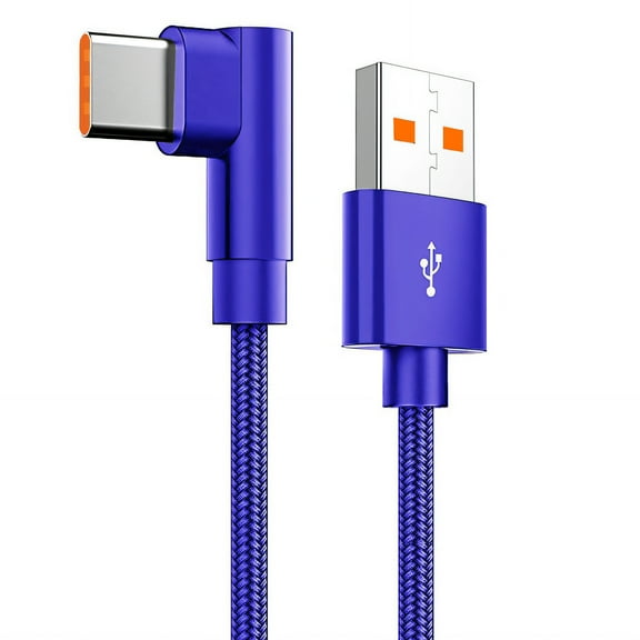 GJX Charging Cords 90° Right Angle Design Usb C Cable 6Ft Reinforced Connector Fast Charging Cord Type C,Blue