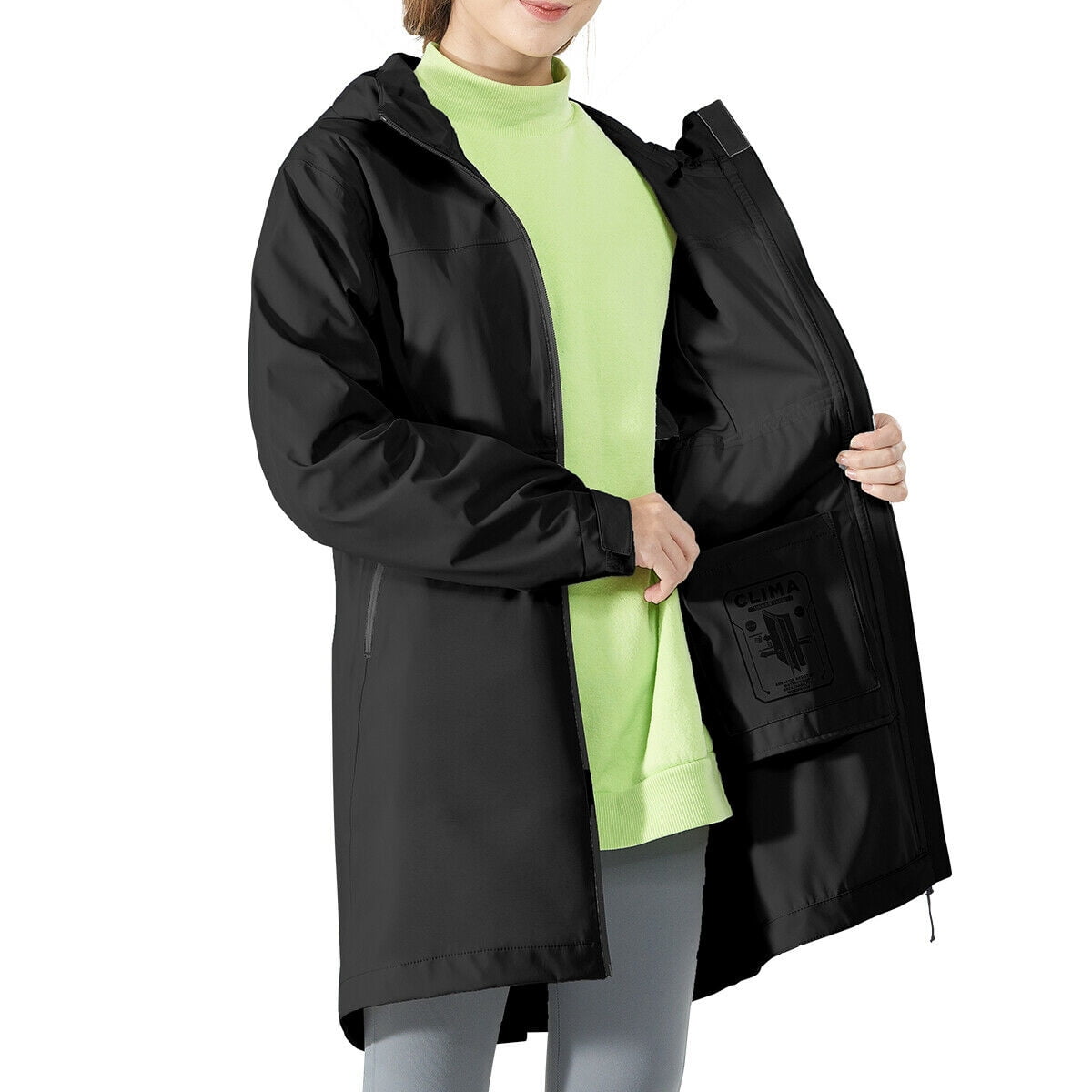 Black, M Women Ladies Waterproof Waist Hooded Long Coat Windbreaker,Mamum Womens Solid Rain Jacket Outdoor Hoodie Waterproof Hooded Raincoat Windproof