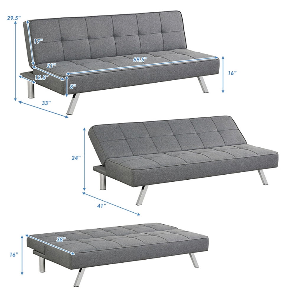Finihen Convertible Sofa Bed, Modern Convertible Sleeper Couch, 3-Seat Convertible Sofa Bed with High-Density Sponge, for Living Room, Gray Finihen Convertible Sofa Bed, Modern Convertible Sleeper Couch, 3-Seat Convertible Sofa Bed with High-Density Sponge, for Living Room, Gray