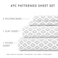 thumbnail image 4 of Noble Linens 4 Piece Pattern Microfiber Bed Sheets Set, Gray Polaris, California King, 4 of 10