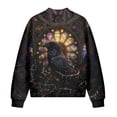 thumbnail image 5 of Xixirimido Women's Bomber Jackets Lightweight Zip Up Jacket Casual Vasity Jacket Coat Outerwear Windbreaker with Pockets, Stained Glass Crow, Medium, 5 of 7