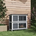 thumbnail image 2 of PawHut Wood Rabbit Hutch with 2 Large Main House, Ramp, Trays, Grey, 2 of 10
